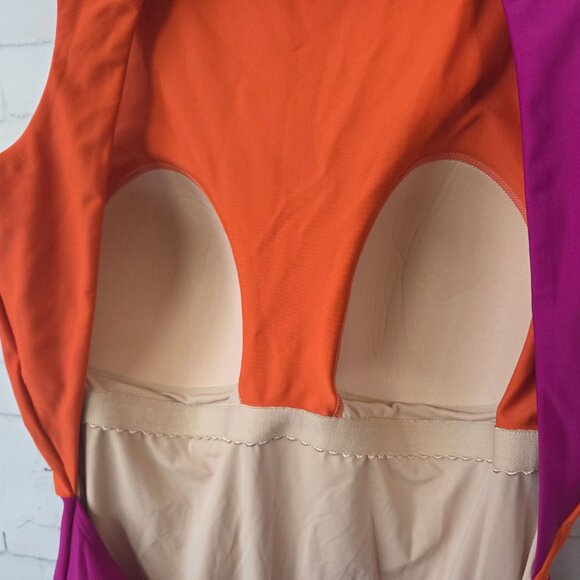 Summersalt Cove OP Womens One Piece Swimsuit Size 12 Orange Magenta Color Block - Picture 6 of 9